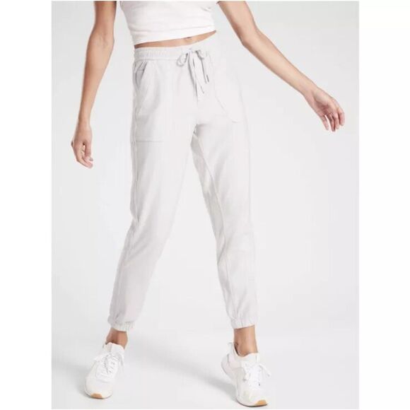 Athleta Farallon Jogger Pants Size 2 Birch in Gray Stretch Loose Fit Tapered - Picture 1 of 8